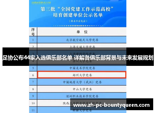 足协公布44家入选俱乐部名单 详解各俱乐部背景与未来发展规划